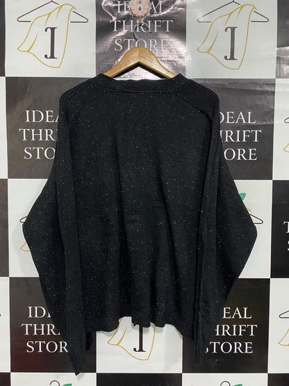 YOURS | L| BUST 30 | A70|  PLUS-SIZE BLACK SPECKLED V-NECK KNIT CARDIGAN