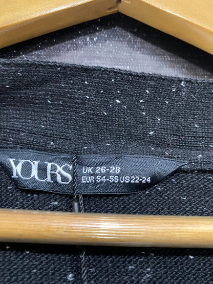 YOURS | L| BUST 30 | A70|  PLUS-SIZE BLACK SPECKLED V-NECK KNIT CARDIGAN