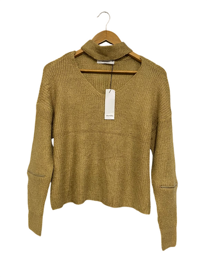 STORETS |M | BUST 22 | A71 |  MUSTARD CHOKER-NECK ZIP-SLEEVE KNIT SWEATER