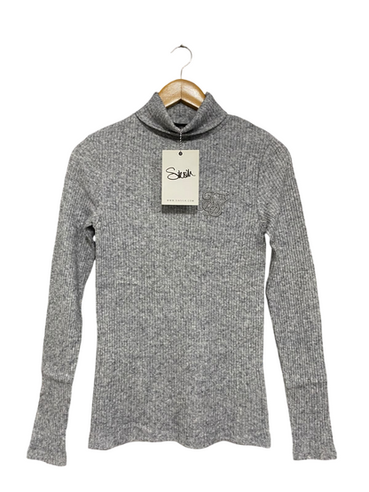 SIKSILK |S | BUST 14 | A71 | GREY RIBBED TURTLENECK LONG-SLEEVE TOP