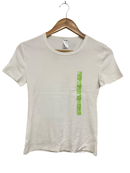 ANKO |S | BUST 15 |A71 |  WHITE RIBBED CREW-NECK SHORT-SLEEVE TEE