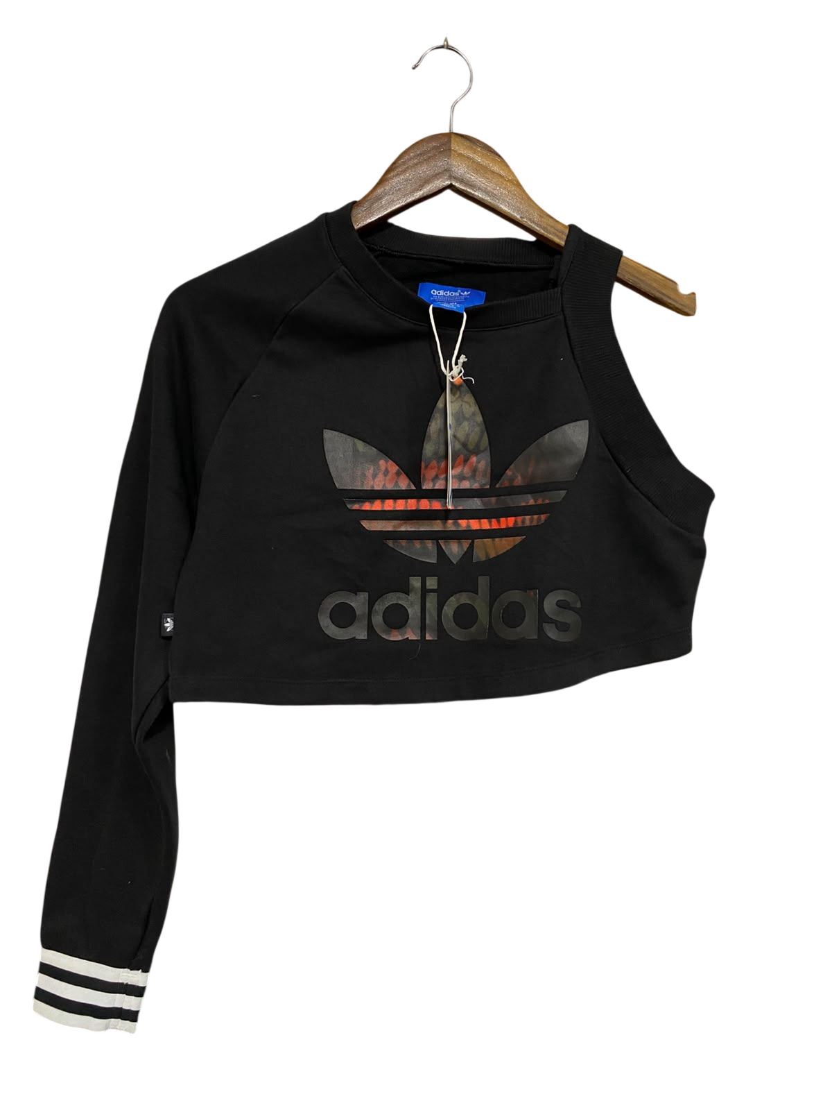 ADIDAS  |M | BUST 18 |A71 |  RITA ORA BLACK ASYMMETRIC CUTOUT CROP SWEATSHIRT