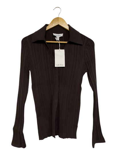 & OTHER STORIES  |M | BUST 16 |A71 | BROWN RIBBED COLLARED LONG-SLEEVE TOP