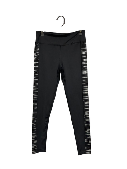 KYODAN  |M |  WAIST 28 |A71 | BLACK & SILVER STRIPED SIDE-PANEL ACTIVE LEGGINGS