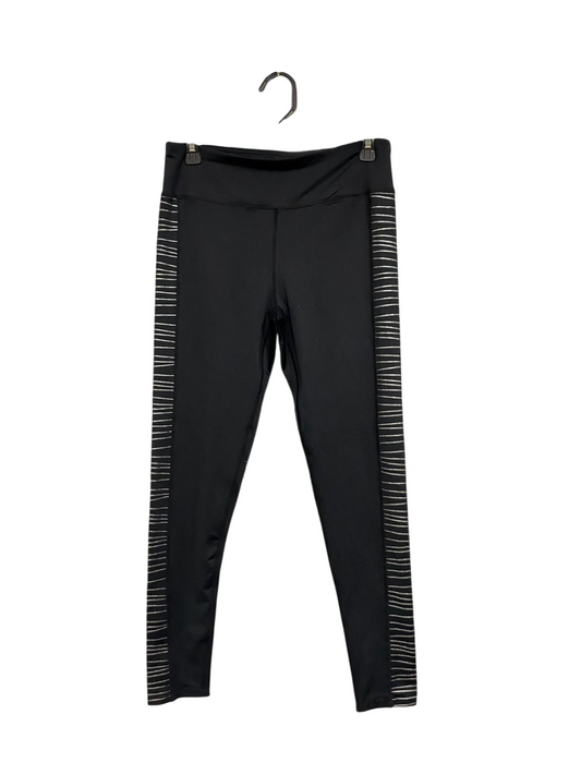 KYODAN  |M |  WAIST 28 |A71 | BLACK & SILVER STRIPED SIDE-PANEL ACTIVE LEGGINGS