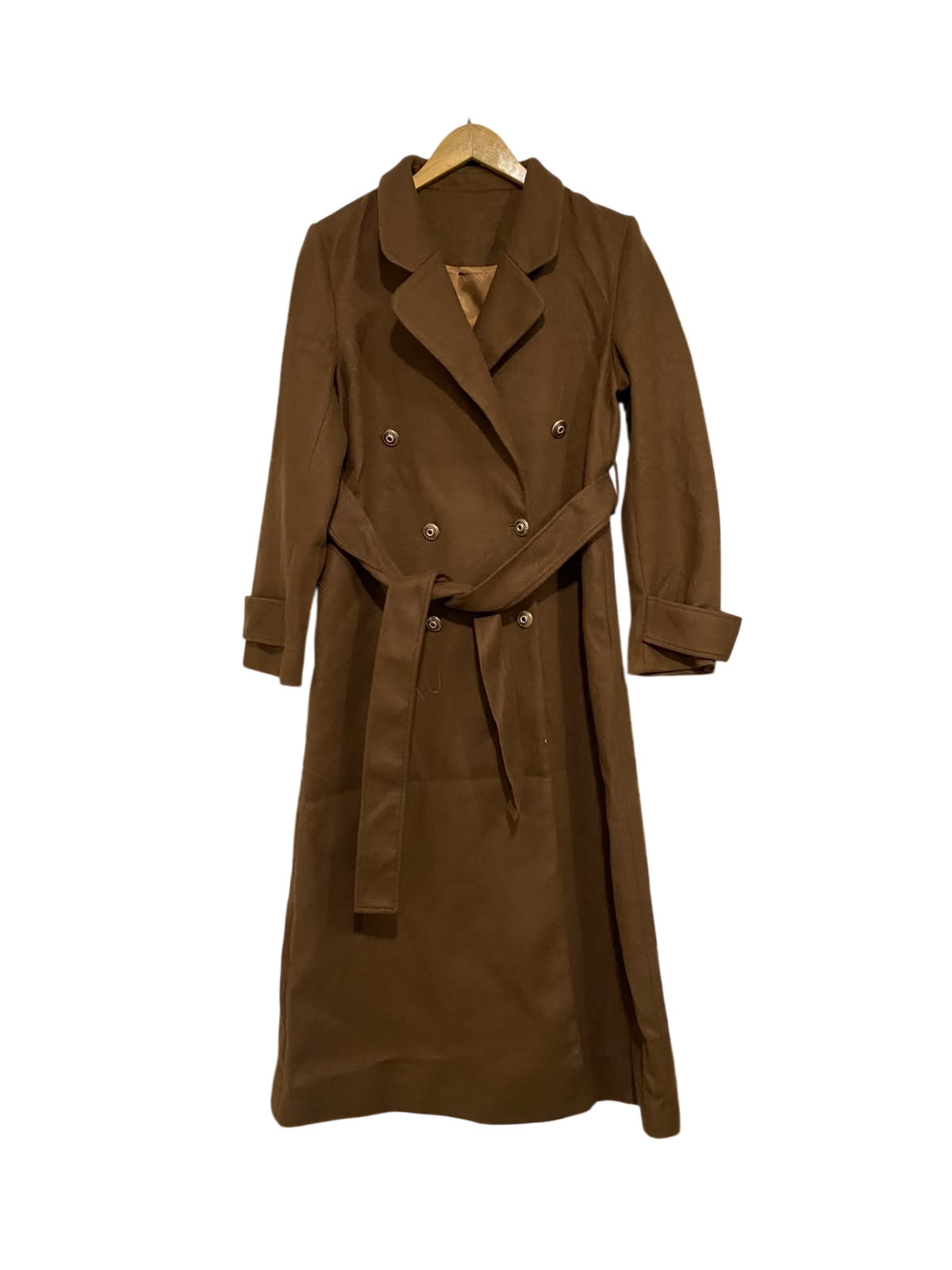 ANEWSTA |M | BUST 20 |A71 |  BROWN DOUBLE-BREASTED LONGLINE TRENCH COAT