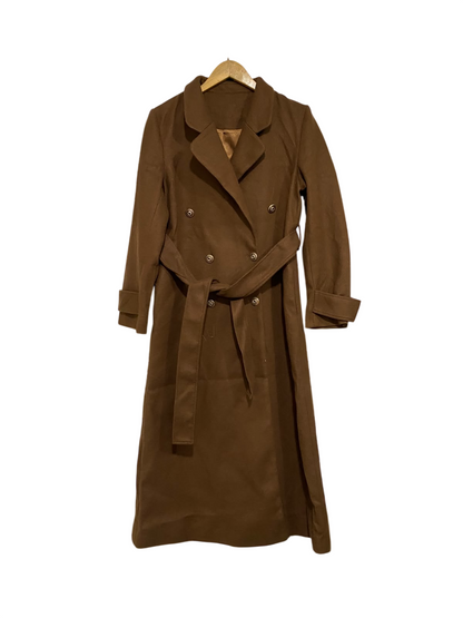 ANEWSTA |M | BUST 20 |A71 |  BROWN DOUBLE-BREASTED LONGLINE TRENCH COAT