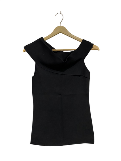 PORTMANS |S | BUST 14 |A71 | BLACK ASYMMETRIC FOLDED COLLAR TOP