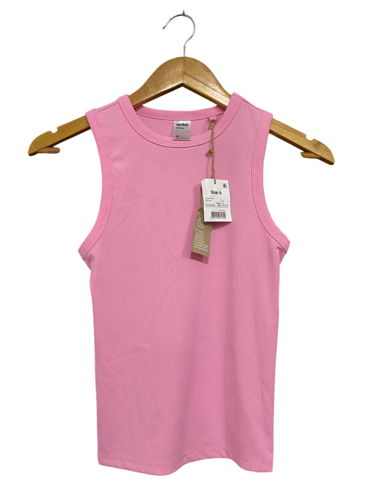 ANKO |XS | BUST 13 |A71 |  ACTIVE PINK RIBBED ACTIVE TANK TOP