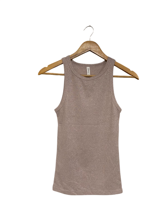 & ME | XS| BUST 12|A71 |  MAUVE SHIMMER RIBBED TANK TOP