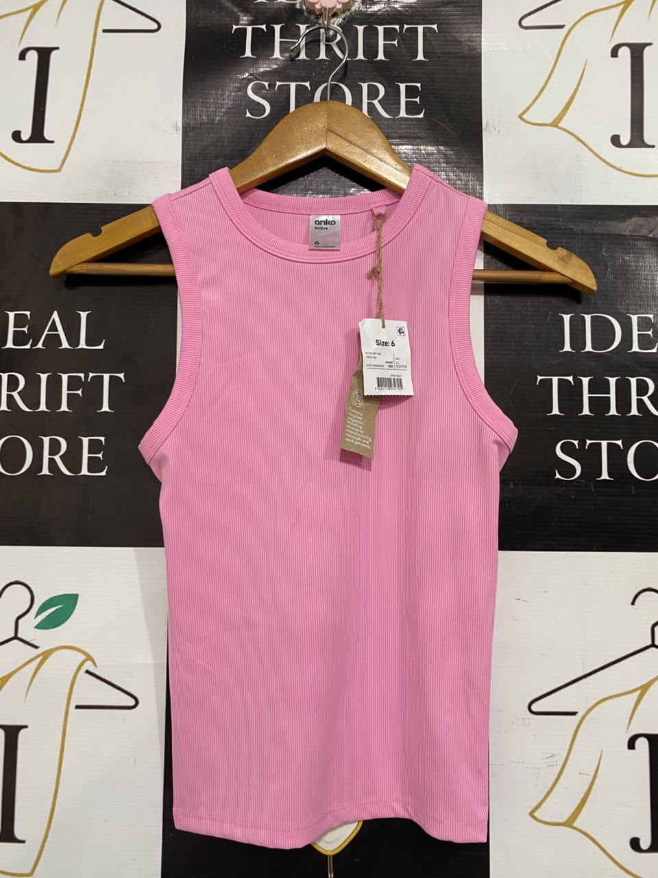 ANKO |XS | BUST 13 |A71 |  ACTIVE PINK RIBBED ACTIVE TANK TOP