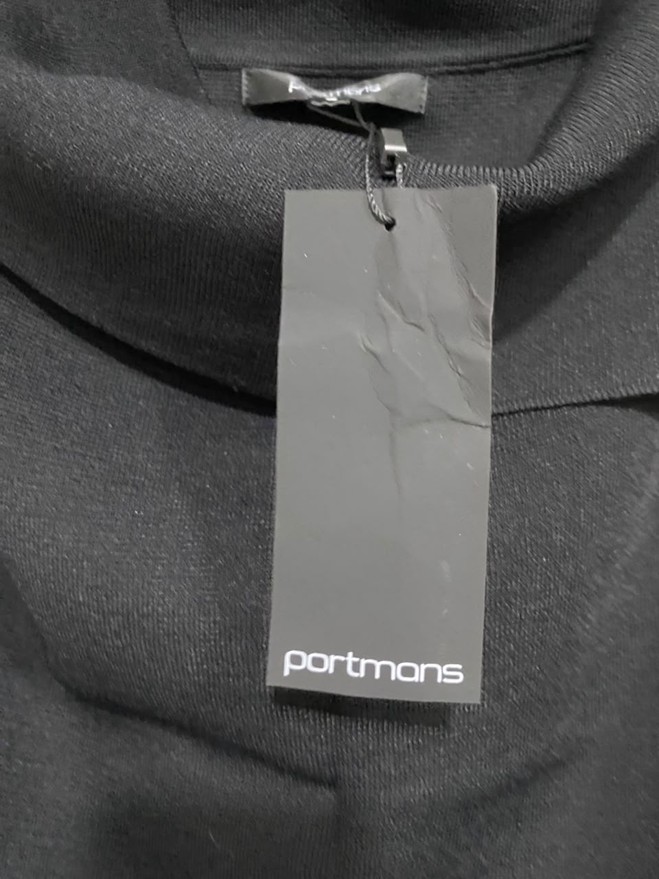 PORTMANS |S | BUST 14 |A71 | BLACK ASYMMETRIC FOLDED COLLAR TOP
