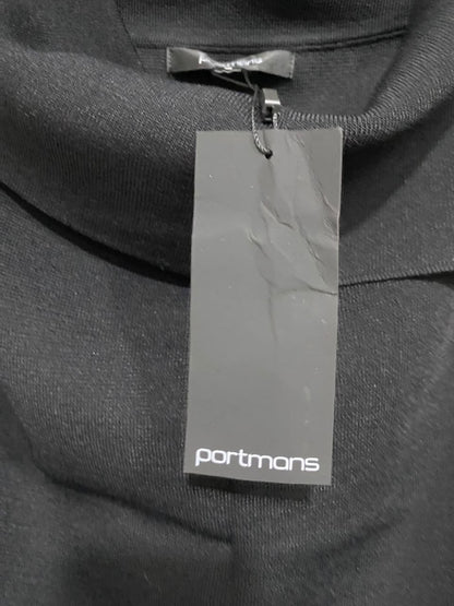 PORTMANS |S | BUST 14 |A71 | BLACK ASYMMETRIC FOLDED COLLAR TOP