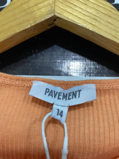 PAVEMENT  |S | BUST 15  |A71 | PEACH RIBBED LETTUCE-TRIM LONG-SLEEVE CROP TOP