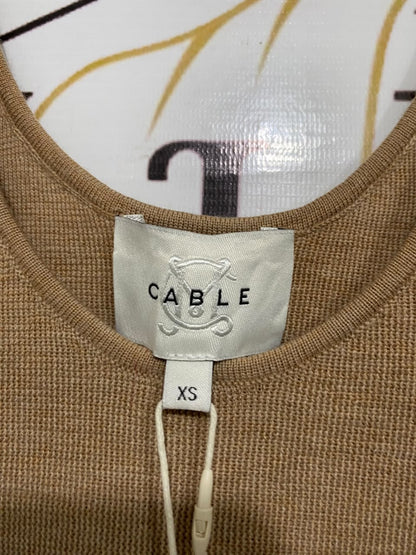 CABLE |XS | BUST 10 |A71 |  CAMEL RIBBED SCOOP-NECK TANK TOP