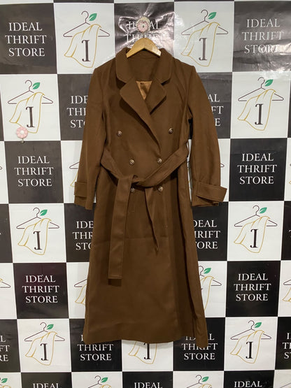 ANEWSTA |M | BUST 20 |A71 |  BROWN DOUBLE-BREASTED LONGLINE TRENCH COAT
