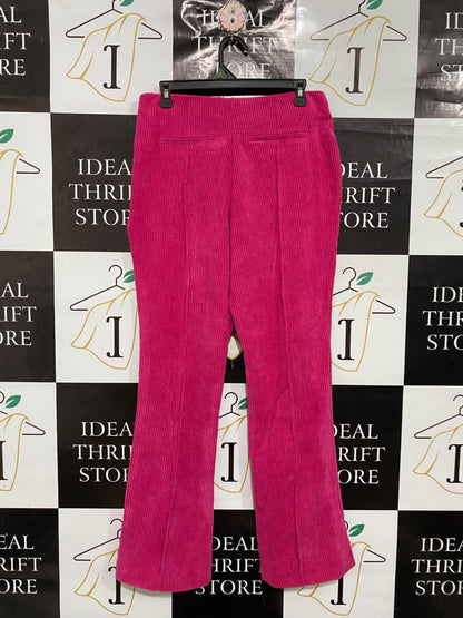 PRIMARK  |L |WAIST 30 |A71 | FUCHSIA PINK CORDUROY FLARED TROUSERS