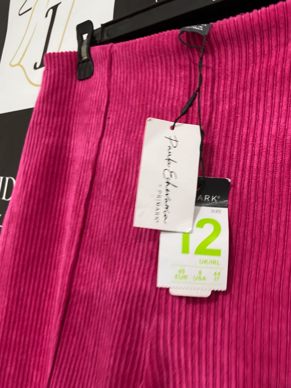 PRIMARK  |L |WAIST 30 |A71 | FUCHSIA PINK CORDUROY FLARED TROUSERS