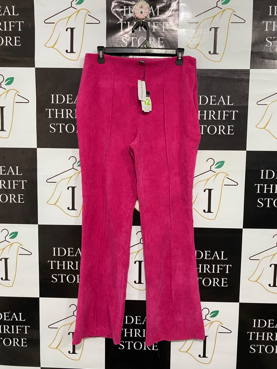 PRIMARK  |L |WAIST 30 |A71 | FUCHSIA PINK CORDUROY FLARED TROUSERS