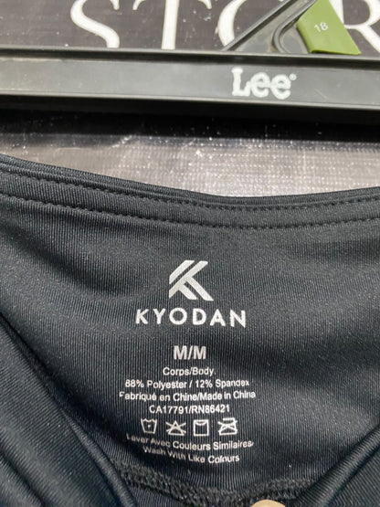 KYODAN  |M |  WAIST 28 |A71 | BLACK & SILVER STRIPED SIDE-PANEL ACTIVE LEGGINGS