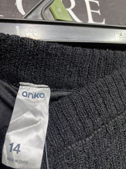 ANKO |XL |  WAIST 34 |A71 |  BLACK KNIT MIDI SKIRT