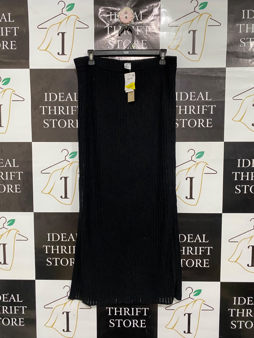 ANKO |XL |  WAIST 34 |A71 |  BLACK KNIT MIDI SKIRT