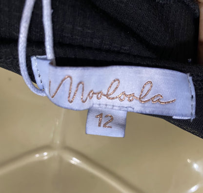 MOOLOOLA |S | BUST 15 |A71 |  BLACK STRAPLESS LETTUCE-TRIM TUBE DRESS