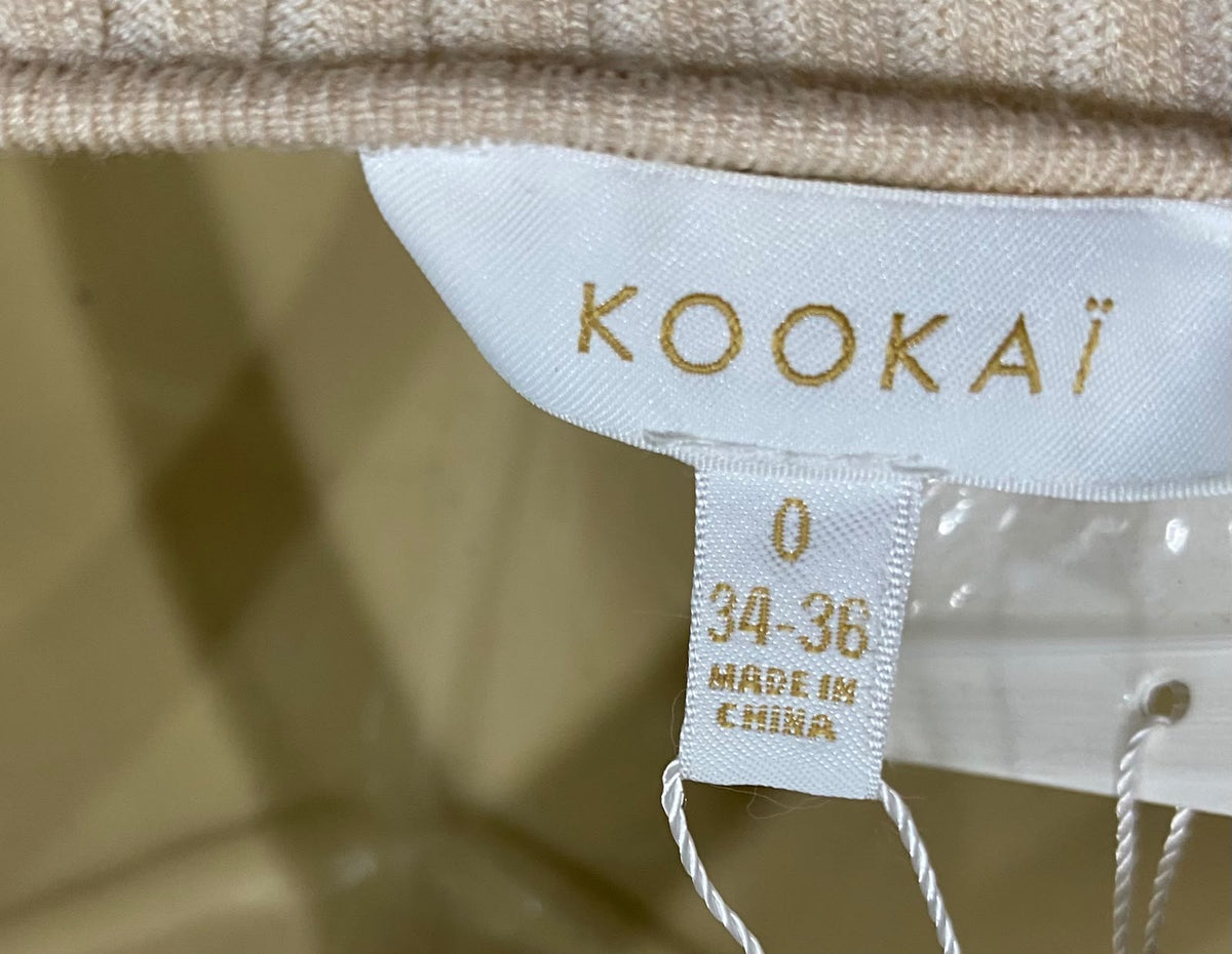 KOOKAI |S | BUST 15 |A71 |  BEIGE RIBBED KNIT MIDI DRESS