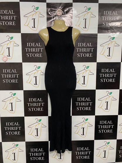 BEC BRIDGE |XS | BUST 15|A71 |  BLACK RIBBED SLEEVELESS MIDI DRESS