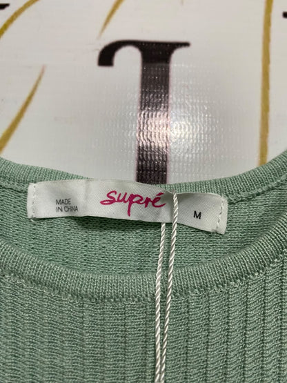 SUPRÉ |M | BUST 14 |A71 |  SAGE GREEN RIBBED SCOOP-NECK MINI DRESS