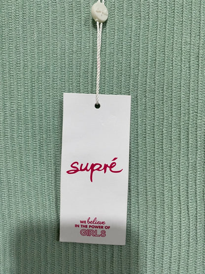 SUPRÉ |M | BUST 14 |A71 |  SAGE GREEN RIBBED SCOOP-NECK MINI DRESS