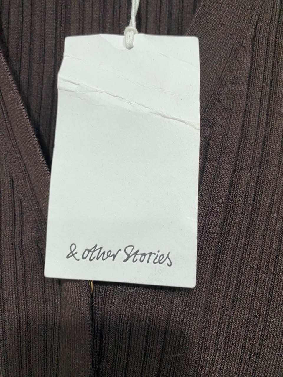 & OTHER STORIES  |M | BUST 16 |A71 | BROWN RIBBED COLLARED LONG-SLEEVE TOP