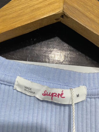 SUPRÉ |M | BUST 14 |A71 |  LIGHT BLUE RIBBED CREW-NECK MINI DRESS