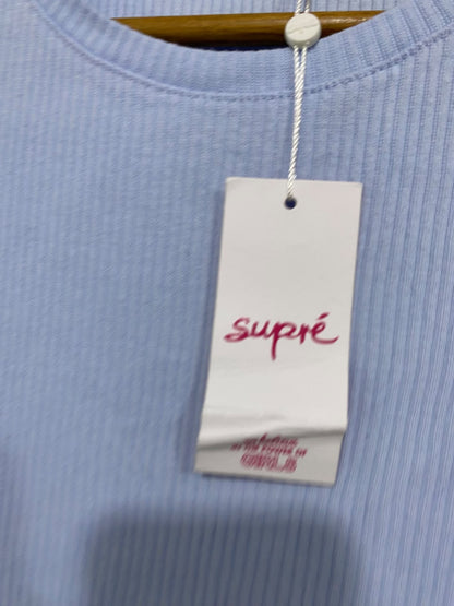 SUPRÉ |M | BUST 14 |A71 |  LIGHT BLUE RIBBED CREW-NECK MINI DRESS