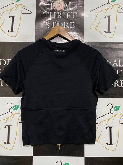 LORNA JANE |M | BUST 16  |A71 |  BLACK ACTIVE SHORT-SLEEVE TOP
