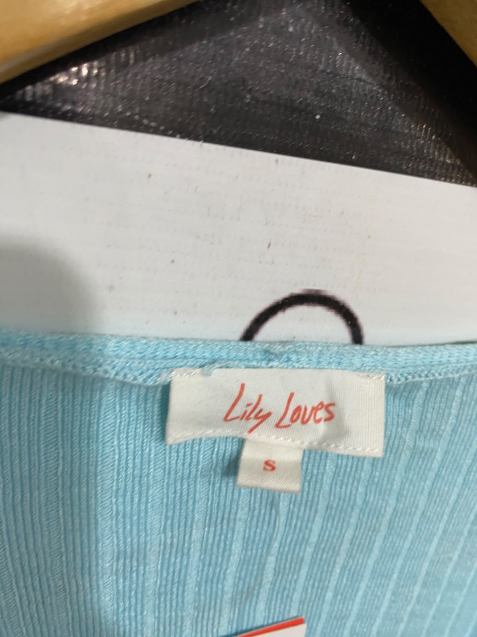 LILY LOVES |S | BUST 16 |A71 |  LIGHT BLUE RIBBED TIE-FRONT CROPPED TOP