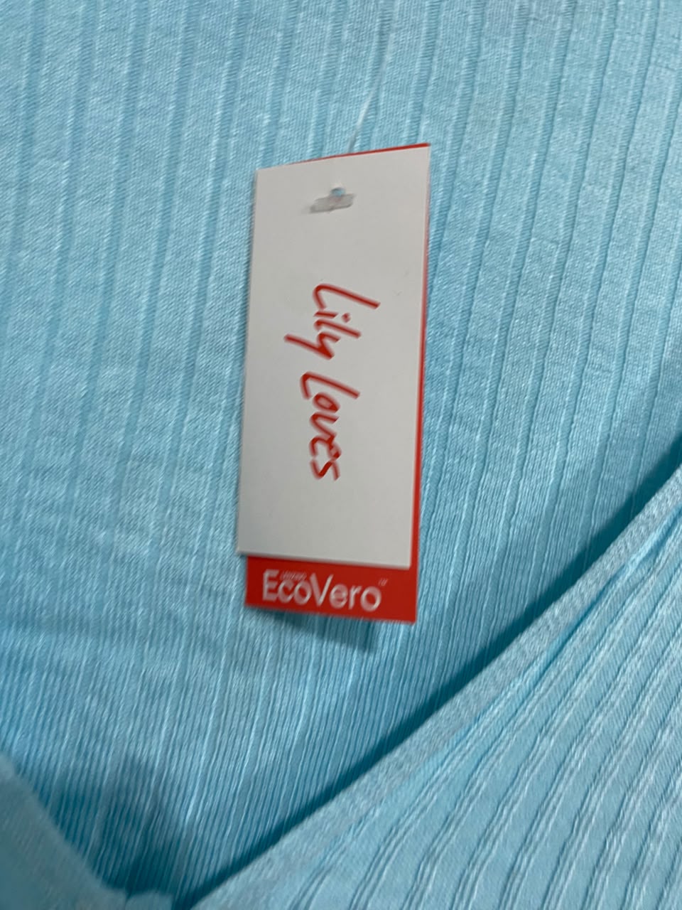 LILY LOVES |S | BUST 16 |A71 |  LIGHT BLUE RIBBED TIE-FRONT CROPPED TOP