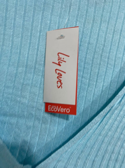 LILY LOVES |S | BUST 16 |A71 |  LIGHT BLUE RIBBED TIE-FRONT CROPPED TOP