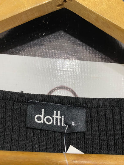 DOTTI |XL | BUST 18 |A71 |  BLACK RIBBED WRAP TIE-FRONT LONG-SLEEVE TOP