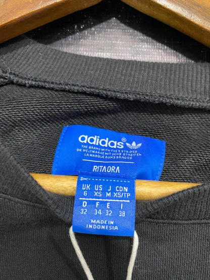 ADIDAS  |M | BUST 18 |A71 |  RITA ORA BLACK ASYMMETRIC CUTOUT CROP SWEATSHIRT