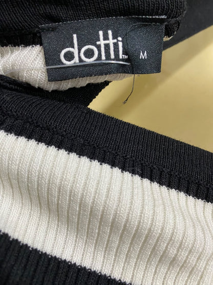 DOTTI  |M | BUST 15 |A71 | BLACK AND WHITE STRIPED TIE-STRAP KNIT DRESS