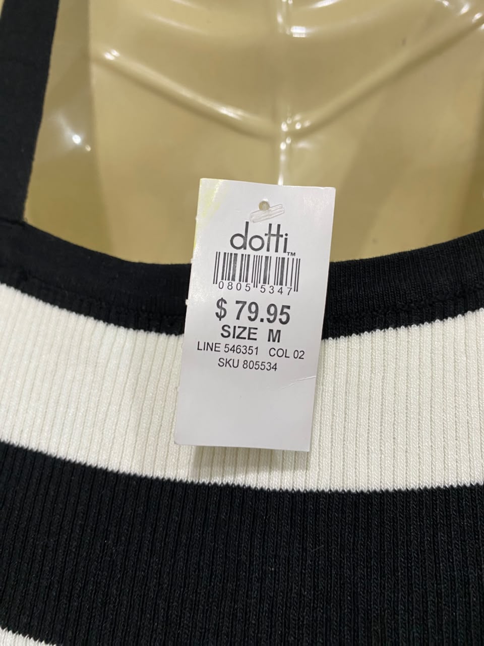 DOTTI  |M | BUST 15 |A71 | BLACK AND WHITE STRIPED TIE-STRAP KNIT DRESS