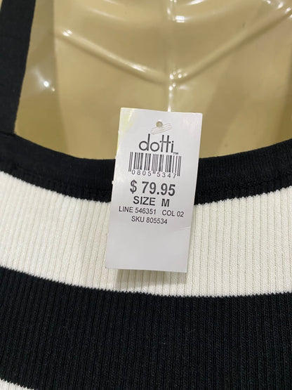 DOTTI  |M | BUST 15 |A71 | BLACK AND WHITE STRIPED TIE-STRAP KNIT DRESS