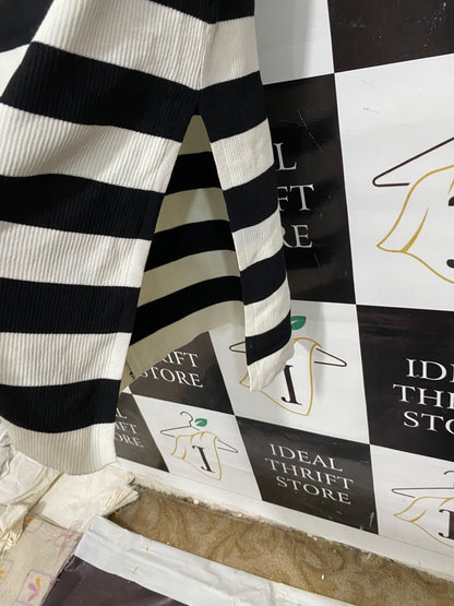 DOTTI  |M | BUST 15 |A71 | BLACK AND WHITE STRIPED TIE-STRAP KNIT DRESS