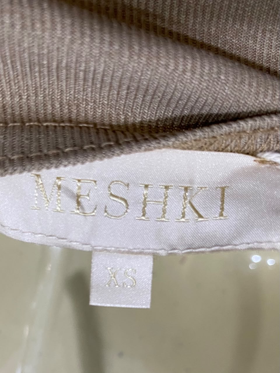 MESHKI |XS| BUST  |A71 |  BEIGE HALTER CUTOUT MAXI DRESS