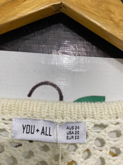 YOU  ALL |L | BUST 26 |A71 |  OFF-WHITE OPEN-KNIT MESH CROPPED SWEATER