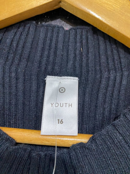 TARGET YOUTH |S | BUST 15 |A71 |  BLACK RIBBED MOCK-NECK LONG-SLEEVE TOP