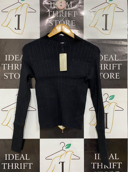 TARGET YOUTH |S | BUST 15 |A71 |  BLACK RIBBED MOCK-NECK LONG-SLEEVE TOP