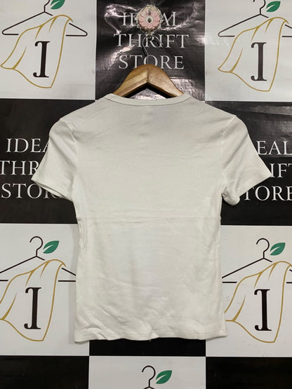 ANKO |S | BUST 15 |A71 |  WHITE RIBBED CREW-NECK SHORT-SLEEVE TEE