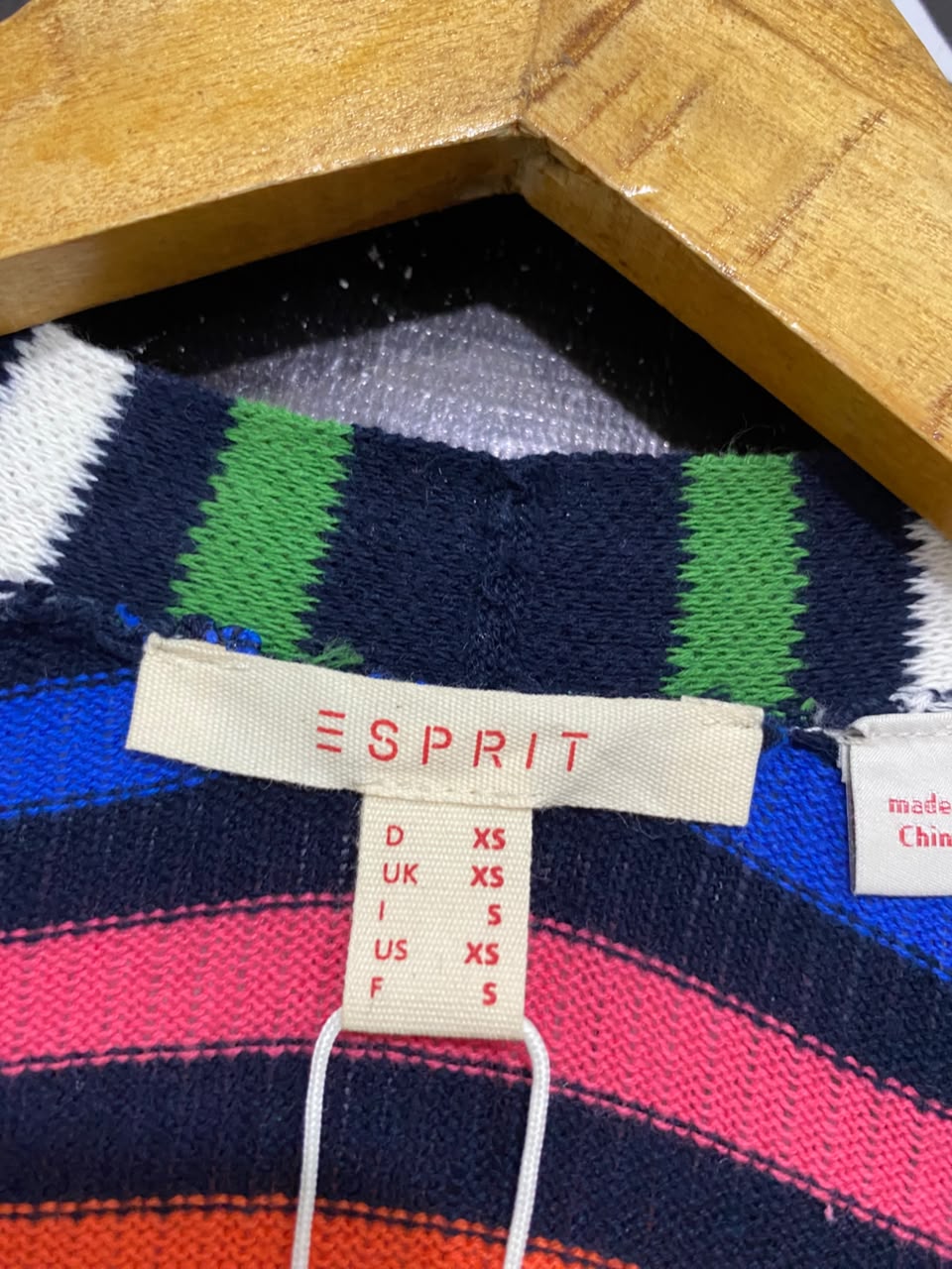 ESPRIT |XS/S | BUST 19  |A71 |  MULTICOLOR STRIPED OPEN-FRONT LONG KNIT CARDIGAN